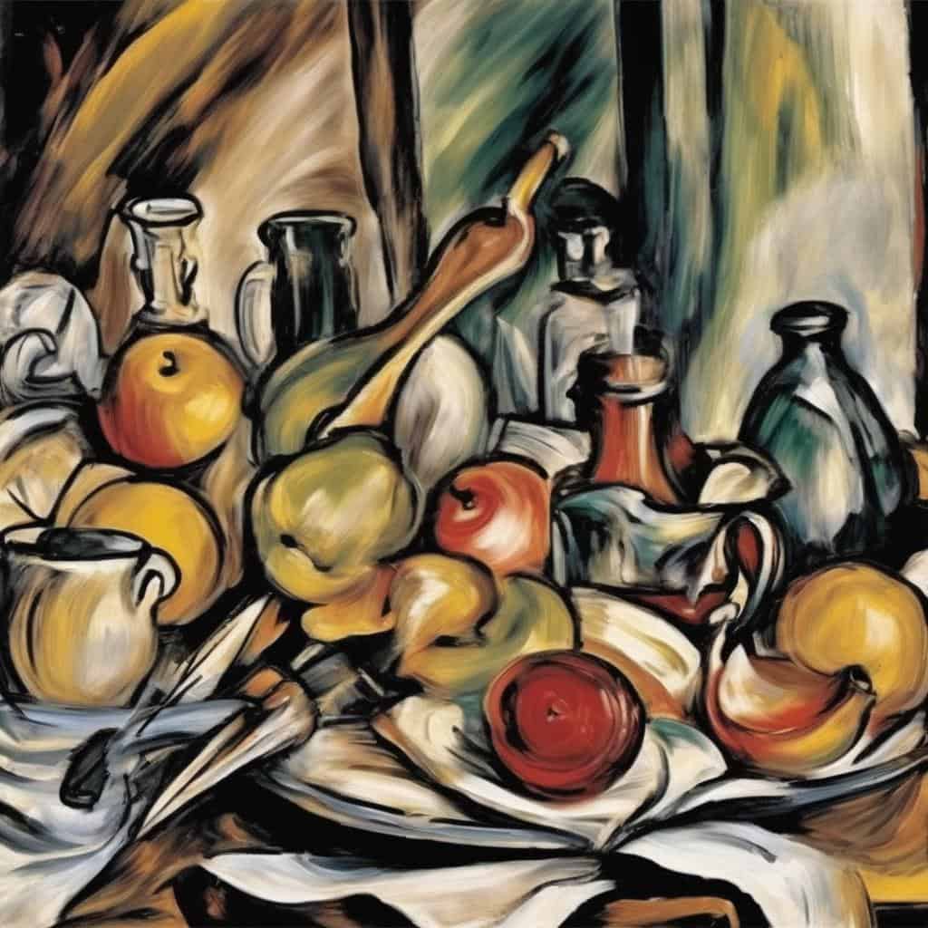 Λαμπερά χρώματα και φανταχτερά δοχεία σε πολύχρωμο αφηρημένοStill life.